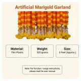 DIYANA IMPEX Marigold Garland for Decoration 5 Pcs of 5 feet Long Strands Artificial Marigold Flowers with Bell, Indian DÃ©cor for Pooja/Diwali Decorations/Christmas (Orange + Yellow)