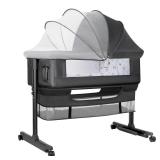 YADAQE Baby Bassinet, Baby Basinet Bedside Sleeper, Easy to Fold Portable Crib Side Bassinet 2025new Style Girl/boy bassinets (Dark Gray)