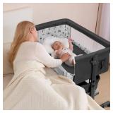 YADAQE Baby Bassinet, Baby Basinet Bedside Sleeper, Easy to Fold Portable Crib Side Bassinet 2025new Style Girl/boy bassinets (Dark Gray)
