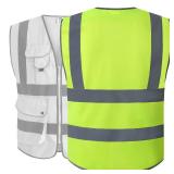 JKSafety 9 Pockets Class 2 High Visibility Zipper Front Safety Vest With Reflective Strips, Yellow Meets ANSI/ISEA Standards (Medium, Yellow)