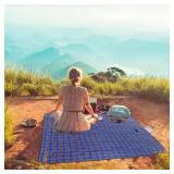 Wind Tour Waterproof Picnic Blanket with Carry Strap - Foldable Sandproof Outdoor Mat for Camping, Beach, Park - 59" x 71",Blue(Single Mat)