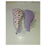Crave Naturals Glide Thru Detangling Hair Brush for Adults and Kids - Detangler Hairbrush for Curly or Straight, Wet or Dry Hair - Gentle on Tangles Comb - Purple and Pink Hearts (Pack of 2)