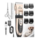 oneisall Dog Clipper Low Noise, Dog Grooming Kit with Rechargeable, Pet Shaver Cordless Electric Quiet Hair Clipper Set for Dogs Cats Petsï¼Goldï¼