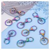 PH PandaHall 10pcs Rainbow Swivel Snaps Hooks Lobster Claw Swivel Snap Clasps Set 1.3\" Swivel Lanyard Snap Hook with 30mm Split Keychain Rings for Purse Strap Keys Bag Pendant Dog Leash