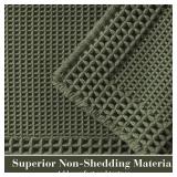 RESARE Christmas Waffle Bath Mat for Bathroom, Super Absorbent Bathroom Rugs Non Slip Machine Washable, Ultra Soft Quick Dry Boho Bath Rugs with Tassels for Floor, Bordered Design, 17"x24" Green