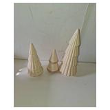 Pinkunn 3 Pcs Neutral Christmas Tree Figurines,Minimalism Resin Christmas Tree Ornament Tabletop,Modern Matte Xmas Trees Table Centerpiece for Home Winter Mantel Indoor Holiday Decoration(Beige)