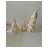 Pinkunn 3 Pcs Neutral Christmas Tree Figurines,Minimalism Resin Christmas Tree Ornament Tabletop,Modern Matte Xmas Trees Table Centerpiece for Home Winter Mantel Indoor Holiday Decoration(Beige)