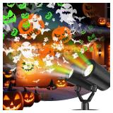 Halloween Projector Lights Outdoor Lurious Double Head Light Projector with Timer Waterproof Dynamic Devil Face Ghost Projector Halloween Pumpkins Outdoor for Patio Home Window Wall Decor