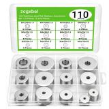 110 Pcs 304 Stainless Steel Metal Flat Washers for Screws and Bolts, Fender Washers Assortment Kit (12 Sizes M3-M12) for Automotive, Industrial & Home Use