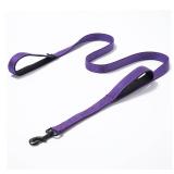 Heavy Duty Dog Leash - 2 Handles by Padded Traffic Handle for Extra Control, 6foot Long - Perfect for Medium to Large Dogs (Purple, 6 ft)