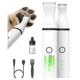 oneisall Dog Paw Trimmer, Cordless Paw Hair Trimmer for Dogs with Double Blades, Quiet 2 Speed Small Dog Grooming Clippers for Paws, Eyes, Ears, Face, Rump (White)