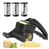 LHS Cheese Grater Hand Crank Set of 3, Rotary Cheese Grater Parmesan Cheese Shredder Handheld for Grating and Shredding Hard Cheese, Chocolate, ï¼3 in 1,Black)