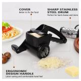 LHS Cheese Grater Hand Crank Set of 3, Rotary Cheese Grater Parmesan Cheese Shredder Handheld for Grating and Shredding Hard Cheese, Chocolate, ï¼3 in 1,Black)