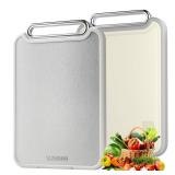 Stainless Steel Cutting Board Double Sided Steel Food Grade PP, Large Chopping Board for Meat and Kitchen, Non-Slip 16 x 11