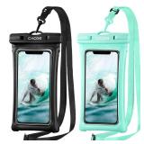 CACOE [Floatable] Floating Universal IPX8 Waterproof Phone case 2 Pack-Up to 7.0\",Adjustable Lanyard Phone Pouch,Cellphone Dry Bags for Vacation Beach Pool Kayak Cruise Travel Essentialsï¼Black+G