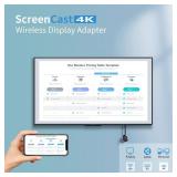 4K Wireless HDMI Display Adapter,TV Adapter for The APP YouTube,for i-Phone, i-Pad, Android, Tablet, Laptop,Windows to HDTV/Monitor/Projector, Compatible Miracast, AirPlay, DLNA