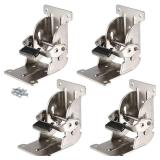 MANCHAP 4 PCS Folding Leg Hinge Bracket, 0-90-180 Degree Foldable Support Bracket Self-Locking Hinge with Screws, Lock Extension Support for Table Leg, Bed Leg, Workbench, Silver