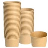 ESSENTIAL Paper Ice Cream Cups, 50pcs 8oz Disposable Dessert Bowls for Hot or Cold Food, Lids Not Included, Paper Snack Containers for Sundae, Frozen Yogurt, Soup (Brown)