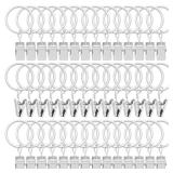 42 Pack Curtain Rings with Clips 1.26\" Interior Diameter,Metal Drapery Ring with Clips Compatible with up to 1 inch Drapery Rod,Strong Vintage Decorative Rustproof Drapery Ring with Hooks(White)