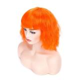 morvally Short Wavy Curly Bob Wig with Bangs Natural Heat Resistant Synthetic Hair Cosplay Costume Party Wigs (Orange)