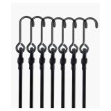 9 Pcs 180 Lbs Real Heavy Duty Bungee Cords with Rust Resistant Steel Hooks, 24 Inch Black Bungee Straps with 1.9X Stretch & UV Protection, Perfect for Camping, Tarps, Tent, Bike, Luggage