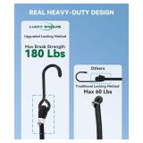 9 Pcs 180 Lbs Real Heavy Duty Bungee Cords with Rust Resistant Steel Hooks, 24 Inch Black Bungee Straps with 1.9X Stretch & UV Protection, Perfect for Camping, Tarps, Tent, Bike, Luggage