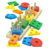 Zartores Montessori Toys for 1 2 3 Year Old Boys Girls Gifts, Wooden Shape Sorter Toys for Ages 2-4, Toddler Learning Toy Puzzles Birthday Gift Ages 1-3