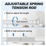 CorkLatta White Shower Curtain Rod 31 to 80 Inch,1 Inch Diameter Adjustable Spring Tension Stainless Steel Telescoping Rod,Easy Install,No Rust