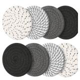 Coasters Set of 8, Absorbent Coasters for Drinks, Living Room Decor, Coffee Table Decor, Bar Accessories for The Home Bar Set (Grey Without Holder)