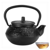 Vintage Tea Kettle Cast Iron, 10oz/300ml Japanese Cast Iron Tea Pot Small Kung Fu Teapot with Infuser for Stovetop Safe, Black