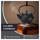 Vintage Tea Kettle Cast Iron, 10oz/300ml Japanese Cast Iron Tea Pot Small Kung Fu Teapot with Infuser for Stovetop Safe, Black