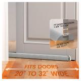 fowong Door Draft Stopper 32 Inch Adjustable Draft Stopper for Bottom of Door, Soundproofing 30" to 32" Noise Blocker Seal Large Gap up to 1.7"", Easy to Install, Grey