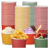 Teenyyou 48 Pcs 9 oz Fall Treat Snack Cups with Spoons Ice Cream Bowls Thanksgiving Treat Snack Dessert Cups Chili Cookoff Paper Soup Bowls for Hot or Cold Food Party Favor Supplies