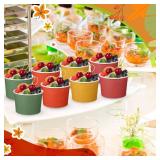 Teenyyou 48 Pcs 9 oz Fall Treat Snack Cups with Spoons Ice Cream Bowls Thanksgiving Treat Snack Dessert Cups Chili Cookoff Paper Soup Bowls for Hot or Cold Food Party Favor Supplies