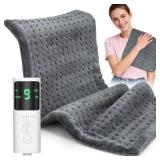 Heating Pad for Back Pain, Electric Heat Pad with 9 Heat Levels & 4 Auto-Off Timers, Portable Heating Pad for Period Cramps, Shoulder, Neck, Machine Washable, Gifts for Women and Men, Grey, 24