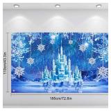 Sumind Winter Party Supplies Backdrop Decoration Ice Snowflake Photography Banner Winter Wonderland Ice Castle Background for Christmas Holiday Elsa Birthday Party in 72.8 x 43.3 Inch