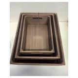 SENRYEE Wood Crates For Storage,Decorative Vintage Brown Wooden Crates For Display,Handmade Solid Wood Boxes,Set Of 3 Rustic Black Wooden Crate. (vintage brown)