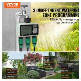 VEVOR Water Timer, 3 Outlets, Hose Watering Sprinkler Timer, with 3 Independent Watering Zone LCD Display Rain Delay Mode Manual Mode 360Â° Brass Inlet Metal Filter, IPX6 Waterproof for Yard Waterin