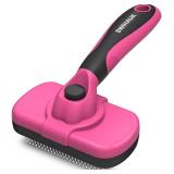 Swihauk Self Cleaning Slicker Brush for Dogs & Cats - Skin Friendly Grooming, Deshedding, Hair Removal for Puppies & Long/Short Haired Pets, Pet Supplies Accessory, Pink