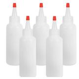 Ninsula 5Pcs Squeeze Bottles, 4 Oz Plastic Condiment Squeeze Bottles with Red Twist Top Cap, Empty Squeeze Bottles for Sauces, Ketchup, Mustard, Syrup, Oil, Dressings, Travel, Lab, and Crafts