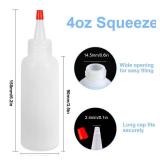 Ninsula 5Pcs Squeeze Bottles, 4 Oz Plastic Condiment Squeeze Bottles with Red Twist Top Cap, Empty Squeeze Bottles for Sauces, Ketchup, Mustard, Syrup, Oil, Dressings, Travel, Lab, and Crafts