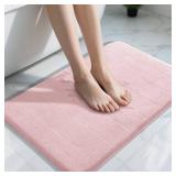 Yimobra Pink Bath Mat 31.5x20 Inch, Super Soft Absorbent Memory Foam Bathroom Rug Non Slip, Quick Dry, Machine Washable Floor Carpet for Tub Shower, Home Decor Accessories