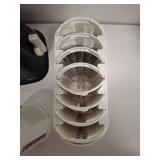 Rotary Cheese Grater Shredder 5-in-1 Tumbling Box Mandoline Vegetable Julienne Slicer Waffle Cutter Nut Chopper, Black