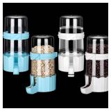 Weewooday 4 Pieces Automatic Bird Feeder Cage Water Dispenser Bird Water Feeder Hamster Cage Waterer Accessory Drinker Bottle for Hamster Parrot(Cute Style,Blue, White,490 ml)