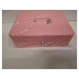 Cash Box with Money Tray and Key Lock, Money Box with Safe Locking, Money Saving Lock Box for Cash Register 11.8\"x9.45\"x3.54\" Pink XL Large