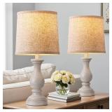 Seealle Farmhouse Table Lamps Set of 2 - Rustic Bedroom Lamps for Living Room, 22\" Boho Bedside Lamp for Night Stands End Table Office Desk Lamp Nightstand Clearance Decorating with Linen Shades