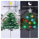 Christmas Decorations Outdoor 4 Sets Solar Christmas Tree with 80pcs Multi-Color C6 Snowflake Led Lights 8 Lighting Modes Waterproof Pathway Lights for Outside House Garden Yard