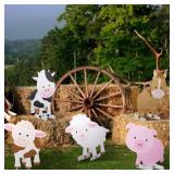 Pinkunn 5 Pcs Farm Animal Yard Party Signs Decoration, 15.7-21.7 inch Farm Animal Cardboard Cutouts Thanksgiving Party Lawn Decoration for Farmhouse Theme Barnyard Birthday Baby Shower Yard Decor
