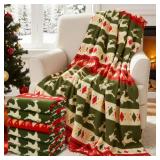 Preboun 6 Pcs 50 x 60 Inch Christmas Throw Blanket Forest Reindeer Fleece Printed Warm Throw Blanket Bulk for Couch Bedroom Bed Sofa Office Winter Travel Wedding Decorations Gifts
