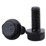 M10-1.5 x 25mm Flanged Hex Bolts Screws, 10.9 Grade Alloy Steel Hexagon Flange Bolts for Machinery Automotive, Black Oxide Finish, Full Thread, 10 PCS
